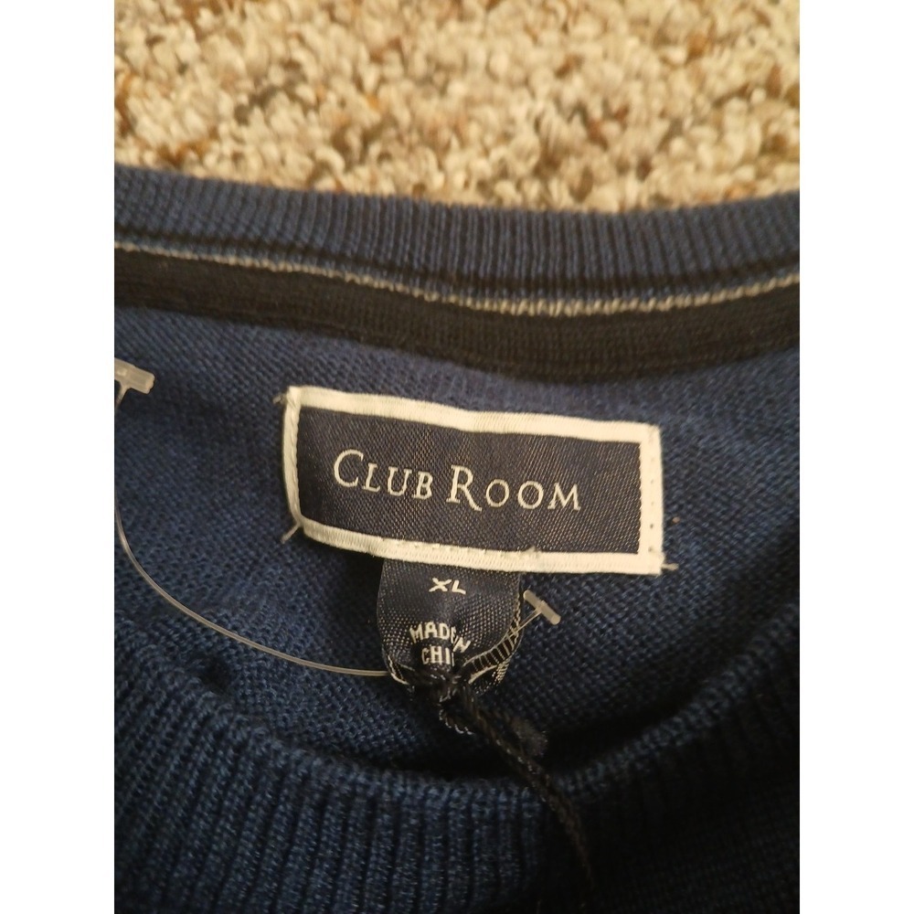 Club Room Solid Crew Neck Merino Wool Blend Sweater Blue Mens‎ XL - Picture 5 of 7